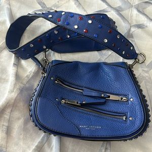 Marc Jacobs Blue Leather Studded Cross Body Bag